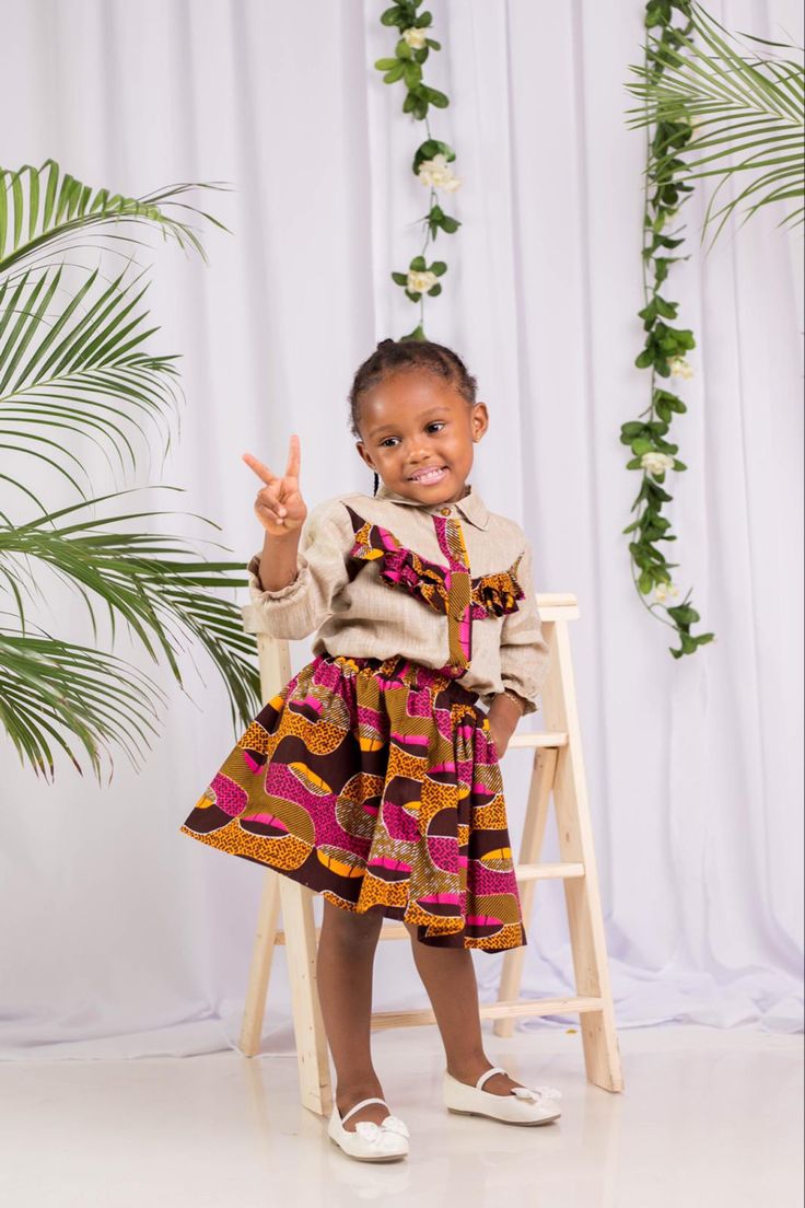 Girls Linen Skirt Set
